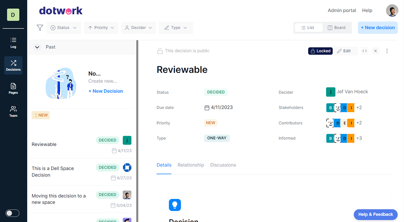 DecisionBoard DotWork view — built by Zerocode